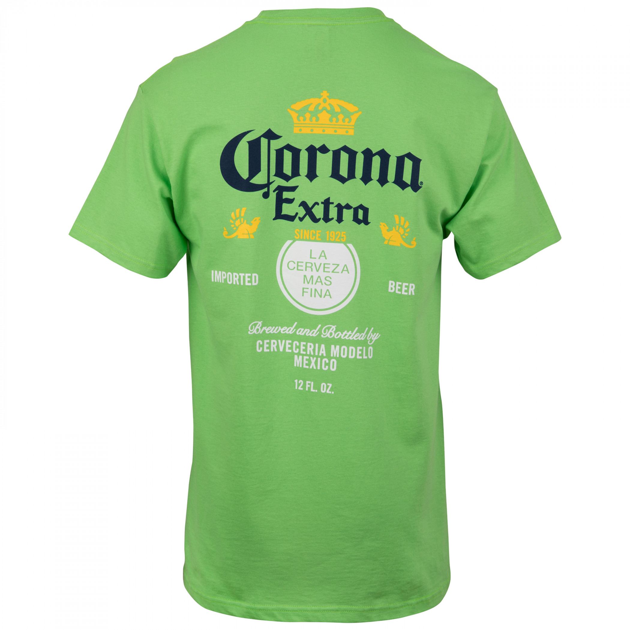 Corona Extra Label Vivid Lime Front and Back Print T-Shirt